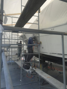 awlgrip painting work at the CAY Marine Boatyard Miami