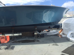 Custom metallic paint at the CAY Marine Boatyard Miami