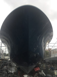 hull painting work at the CAY Marine Boatyard Miami