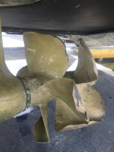 Prob damage repair work at the CAY Marine Boatyard Miami